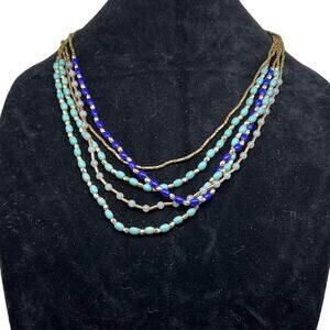 23-Inch Layered Blue and Gold Necklace